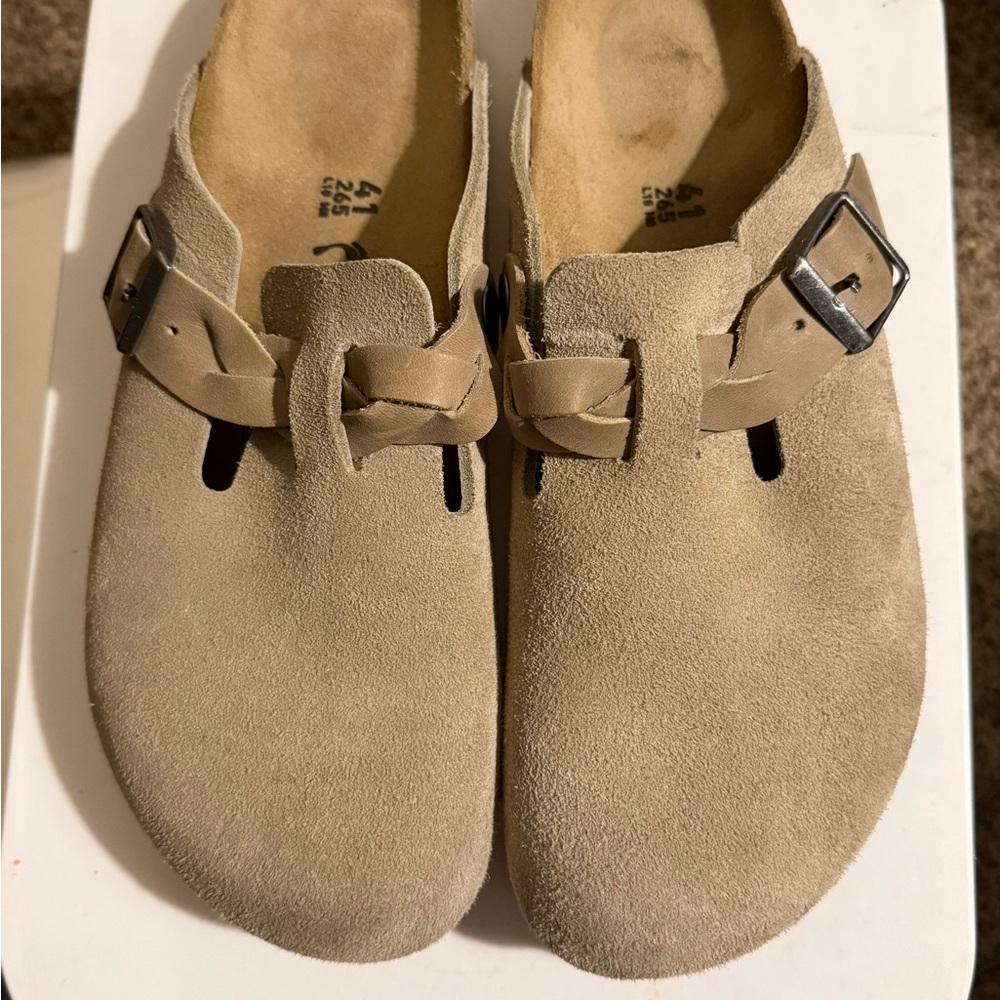 Birkenstock Boston Braid Size 41 Women’s 10 - 10.5. Suede Taupe